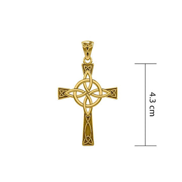 Celtic Cross with Four Point Knot Solid Gold Pendant GPD5811 - Jewelry